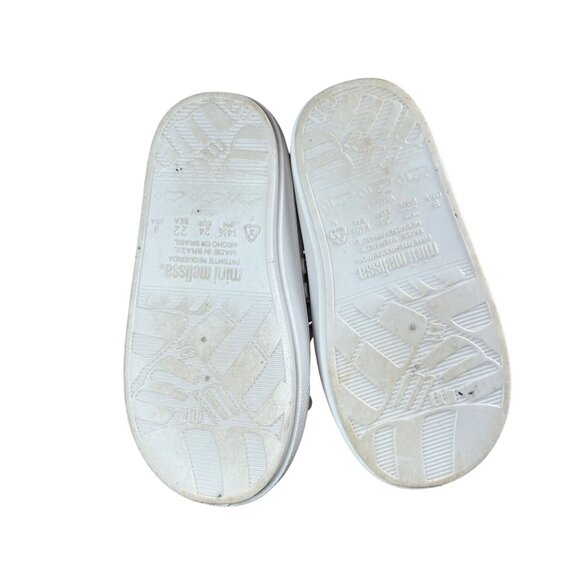 Mini Melissa Girl's White Rubber Lace Up Sneaker Size 8 - Picture 5 of 7